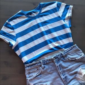 Gap Blue White Stripe Preppy Tee Shirt